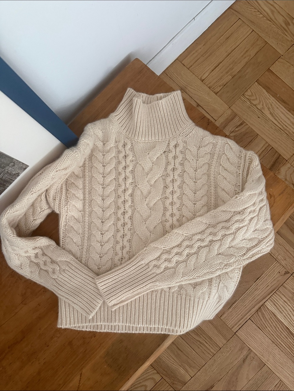 Cable-Knit Turtleneck Sweater jcrew xs 100% cashmere
